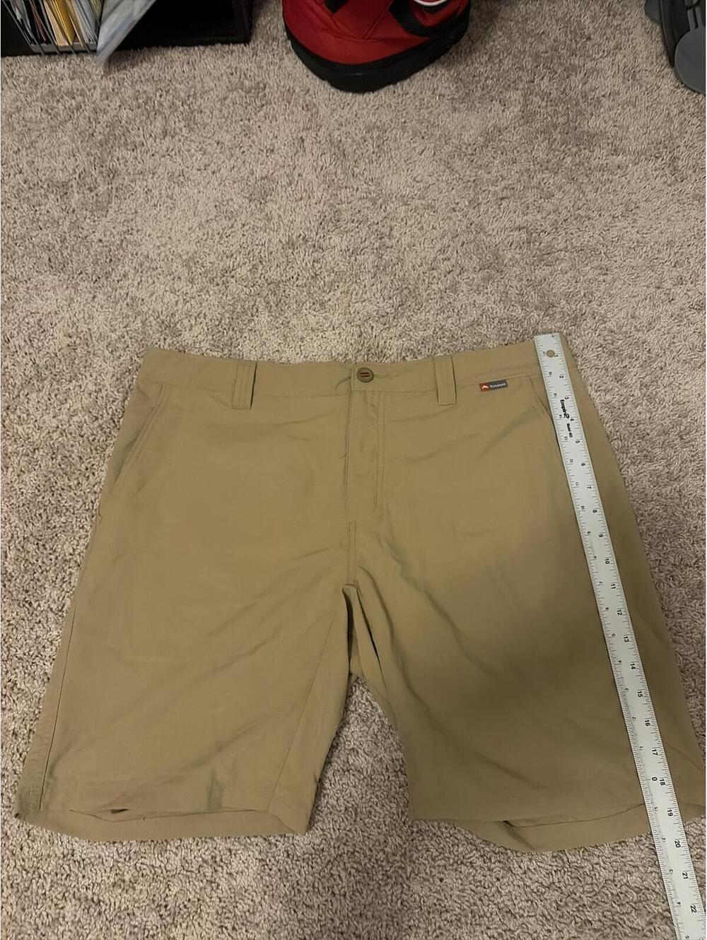 Simms Men's L Size 36 Beige Tan Khaki Shorts Outdoor Fishing, Hiking, Hunting